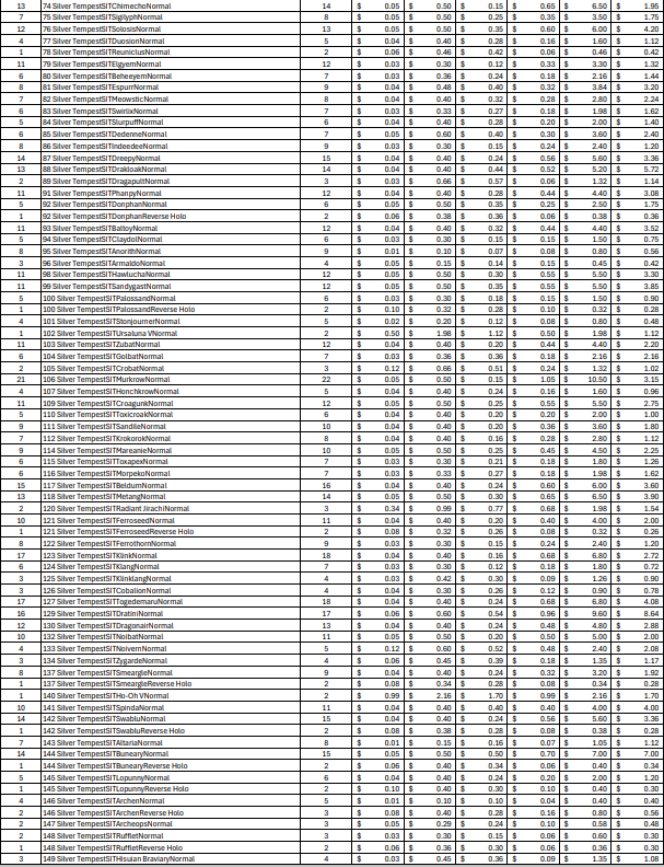 (SIT) Silver Tempest Bulk Cards (1119 Cards)