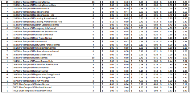 (SIT) Silver Tempest Bulk Cards (1119 Cards)